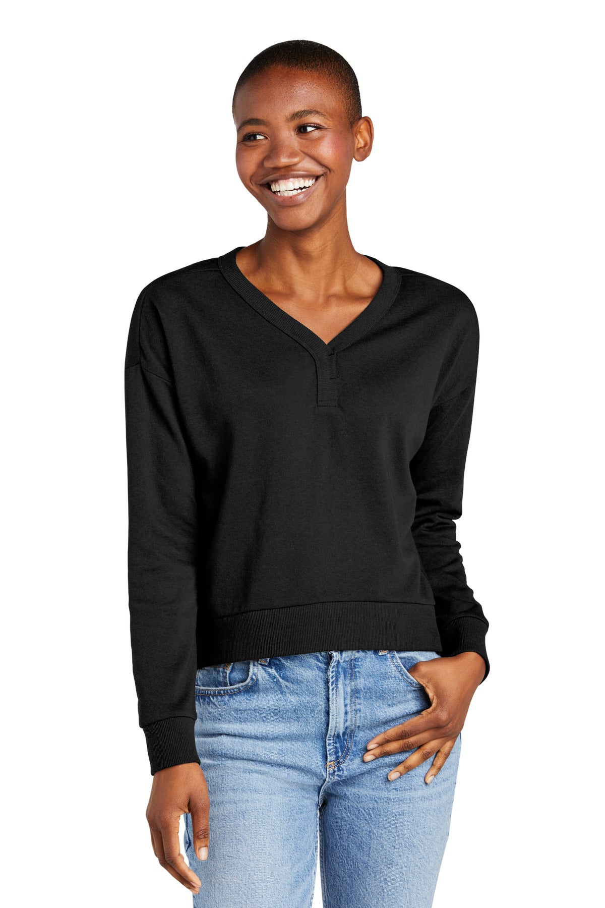 District® Women&#39;s Perfect Tri® Fleece V-Neck Sweatshirt DT1312