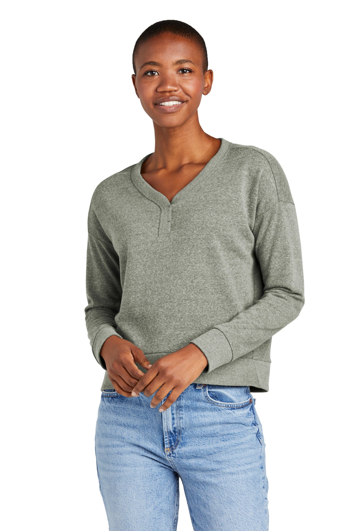 District® Women&#39;s Perfect Tri® Fleece V-Neck Sweatshirt DT1312
