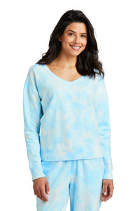Port & Company® Women's Beach Wash® Cloud Tie-Dye V-Neck Sweatshirt LPC140V
