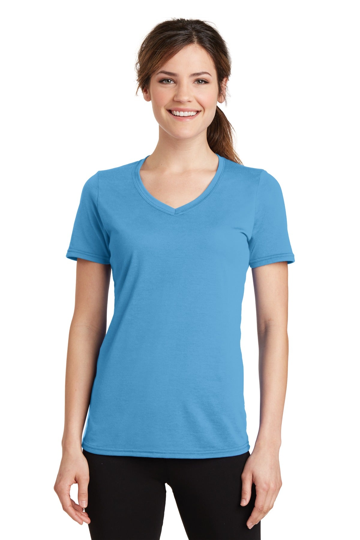 Port &amp; Company® Women&#39;s Performance Blend V-Neck Tee. LPC381V