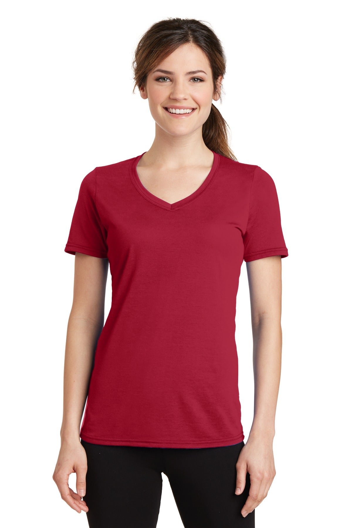 Port &amp; Company® Women&#39;s Performance Blend V-Neck Tee. LPC381V
