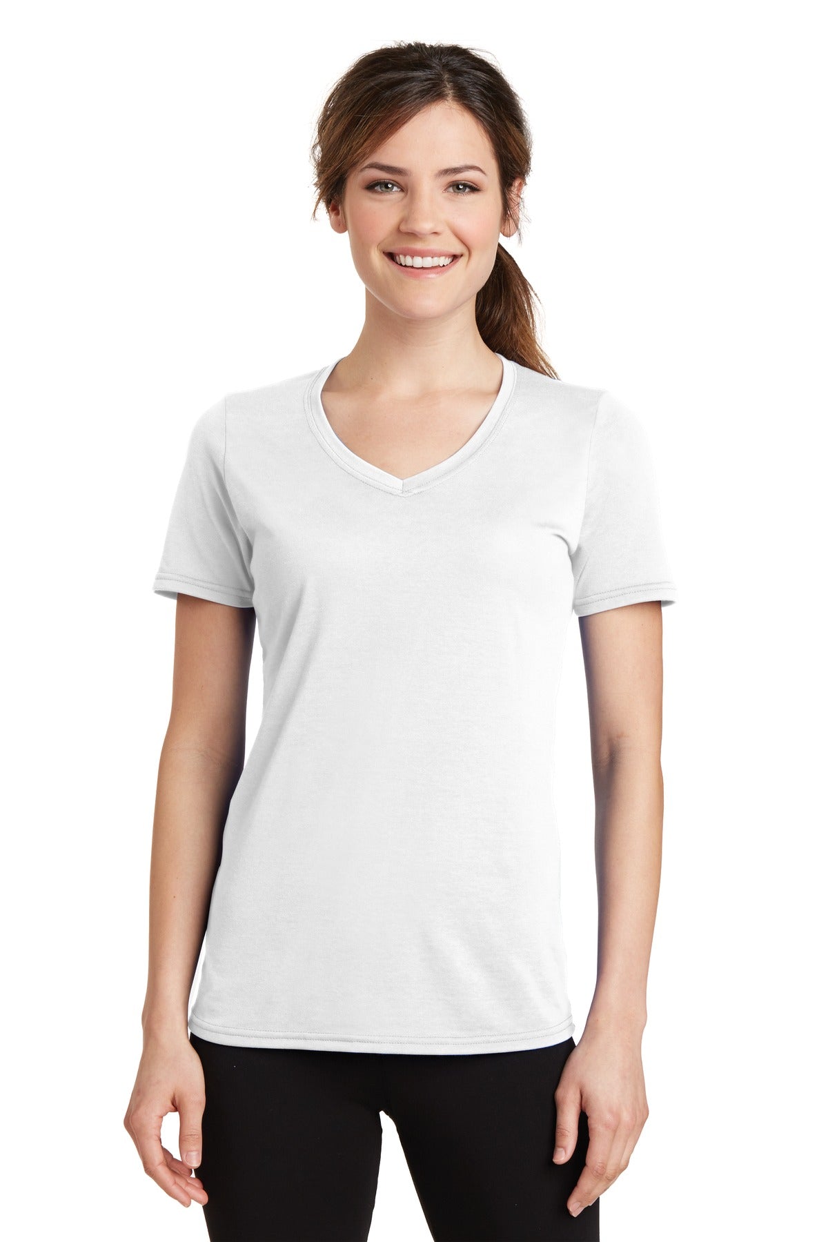 Port &amp; Company® Women&#39;s Performance Blend V-Neck Tee. LPC381V