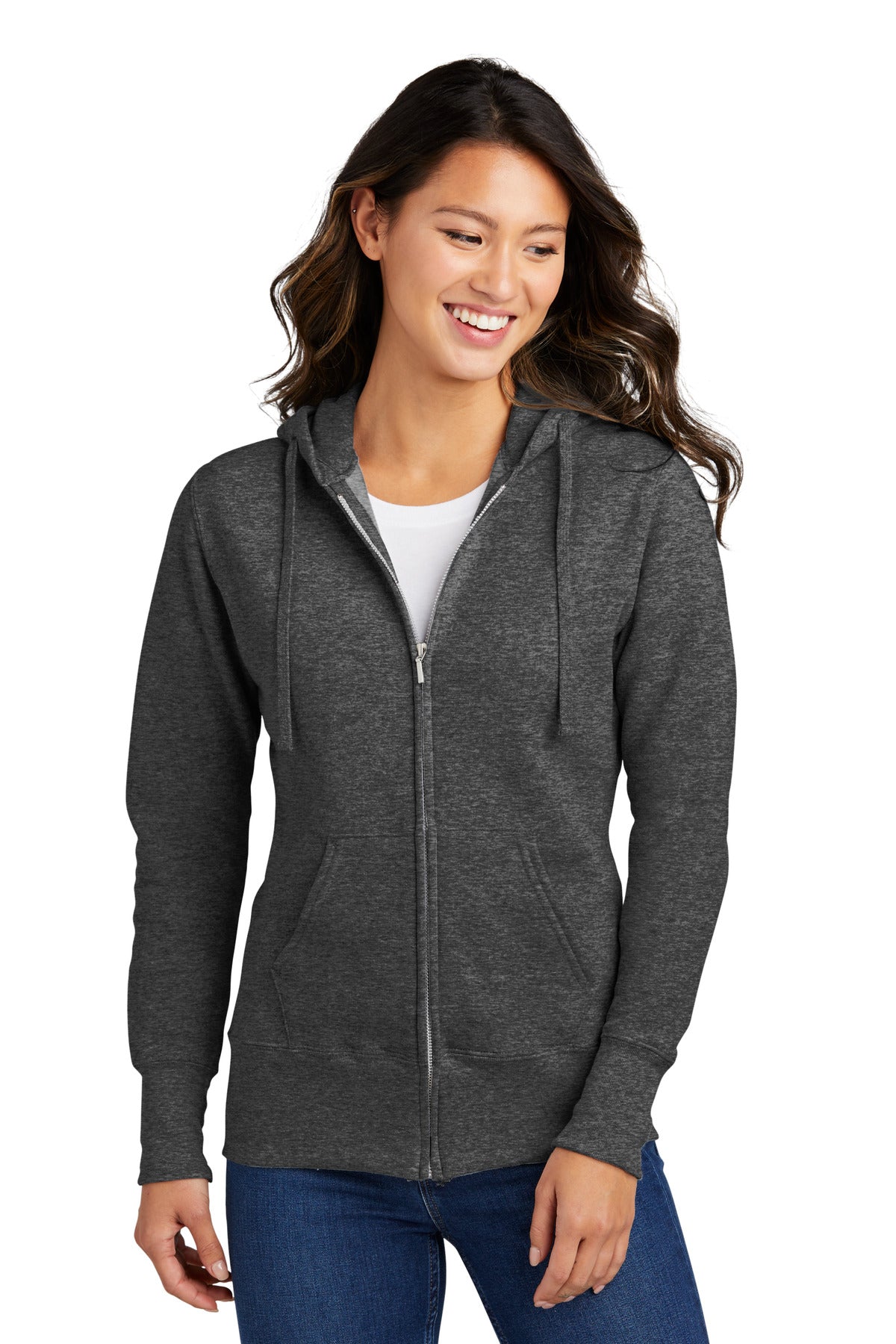 Port &amp; Company® Women&#39;s Core Fleece Full-Zip Hooded Sweatshirt. LPC78ZH