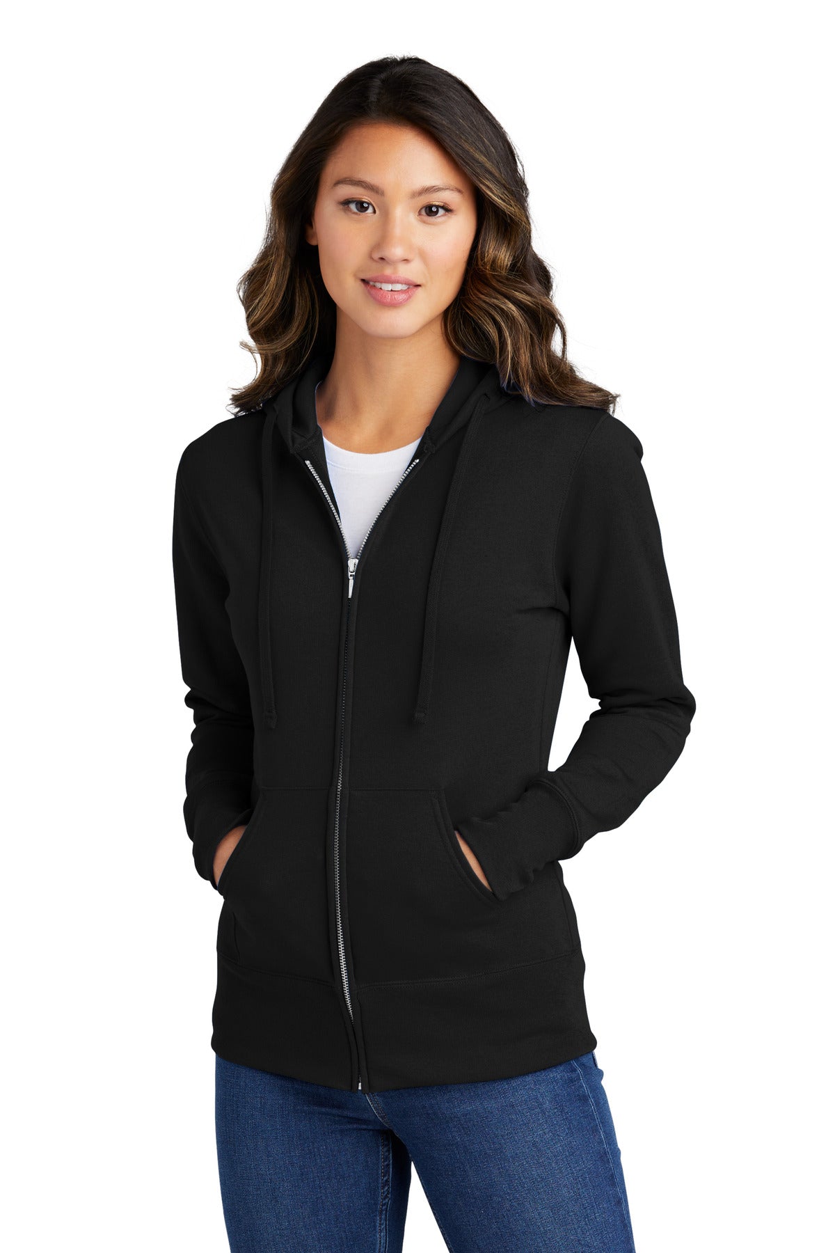 Port &amp; Company® Women&#39;s Core Fleece Full-Zip Hooded Sweatshirt. LPC78ZH