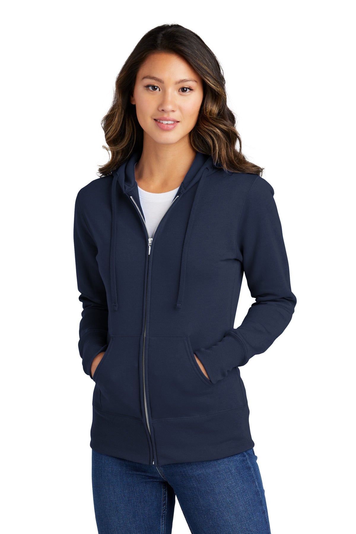 Port &amp; Company® Women&#39;s Core Fleece Full-Zip Hooded Sweatshirt. LPC78ZH