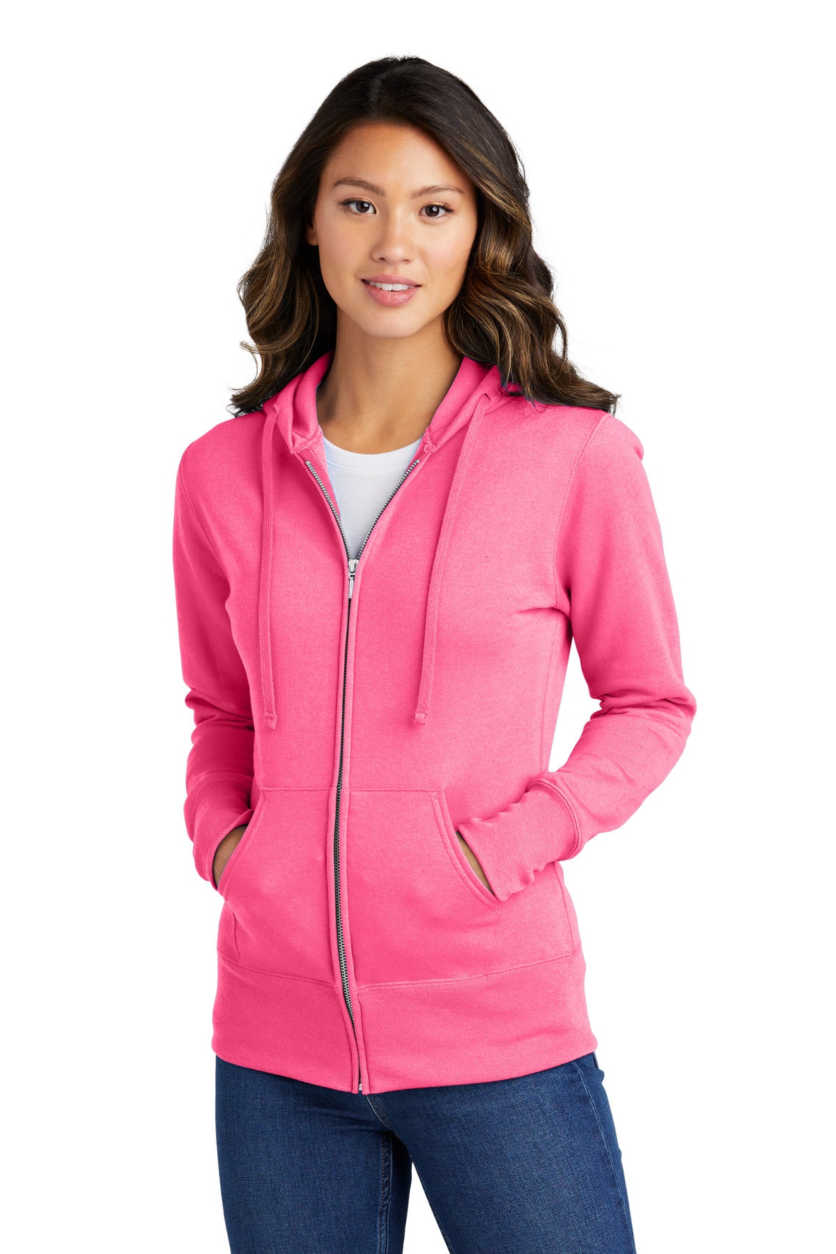 Port &amp; Company® Women&#39;s Core Fleece Full-Zip Hooded Sweatshirt. LPC78ZH