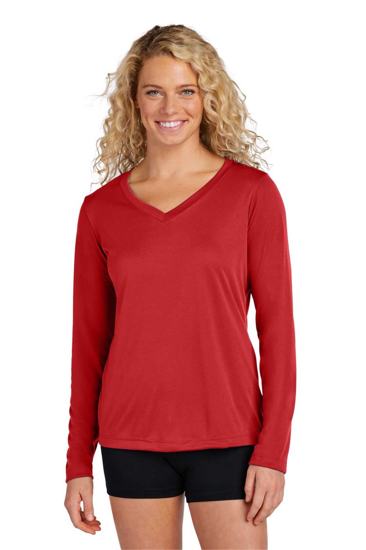 Sport-Tek® Women&#39;s Long Sleeve PosiCharge® Competitor® V-Neck Tee. LST353LS