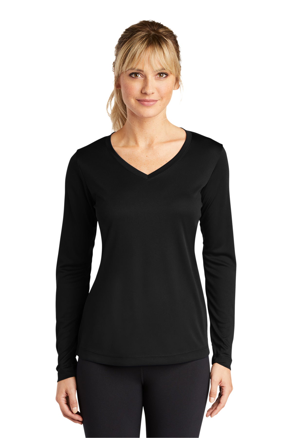 Sport-Tek® Women&#39;s Long Sleeve PosiCharge® Competitor® V-Neck Tee. LST353LS