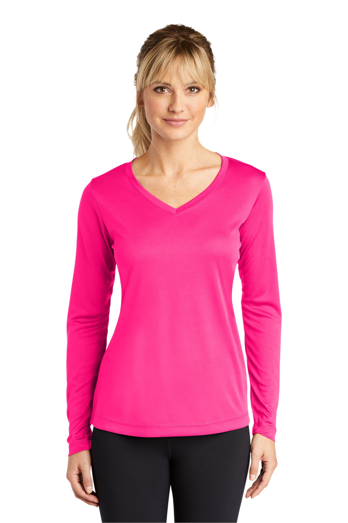 Sport-Tek® Women&#39;s Long Sleeve PosiCharge® Competitor® V-Neck Tee. LST353LS