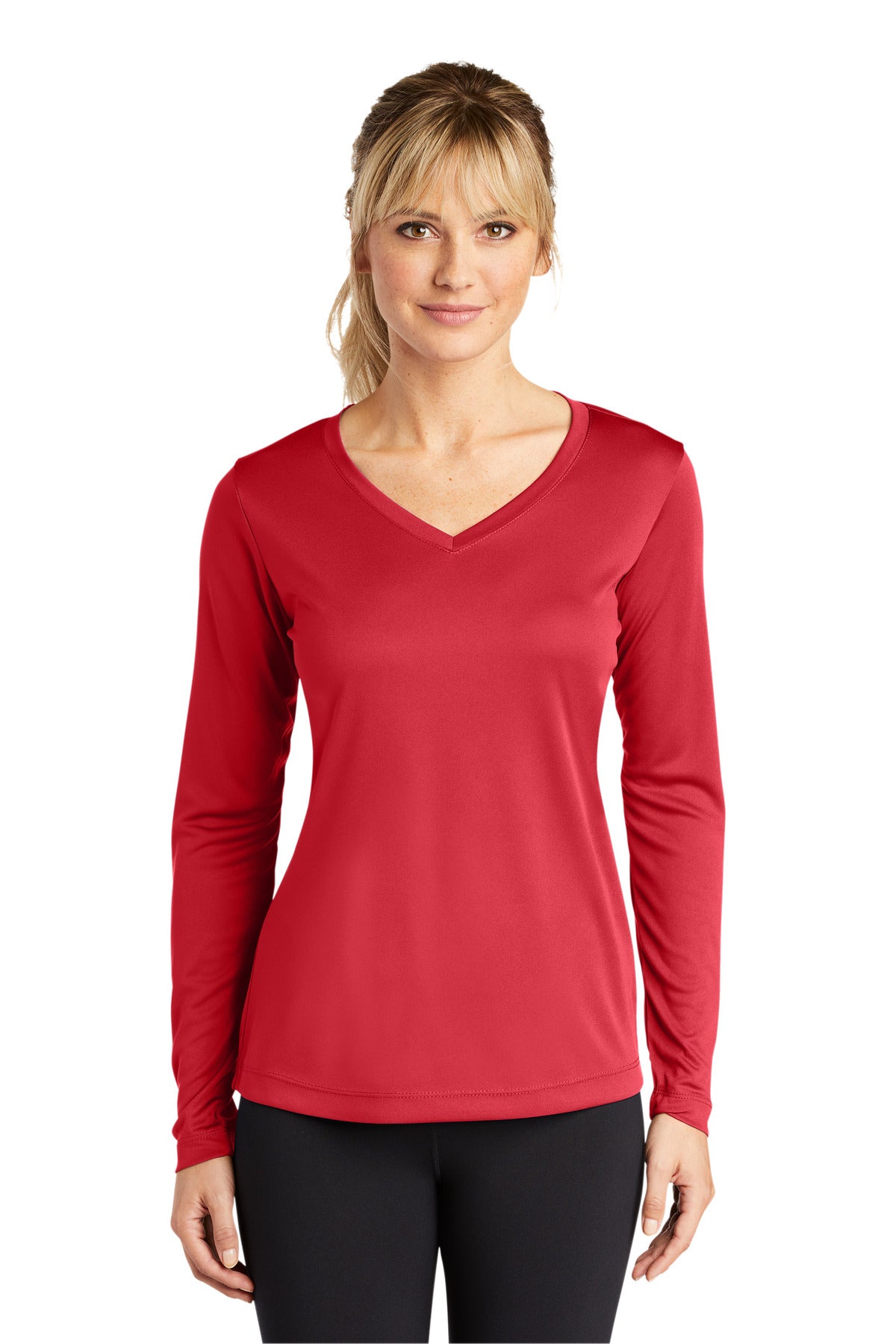 Sport-Tek® Women&#39;s Long Sleeve PosiCharge® Competitor® V-Neck Tee. LST353LS