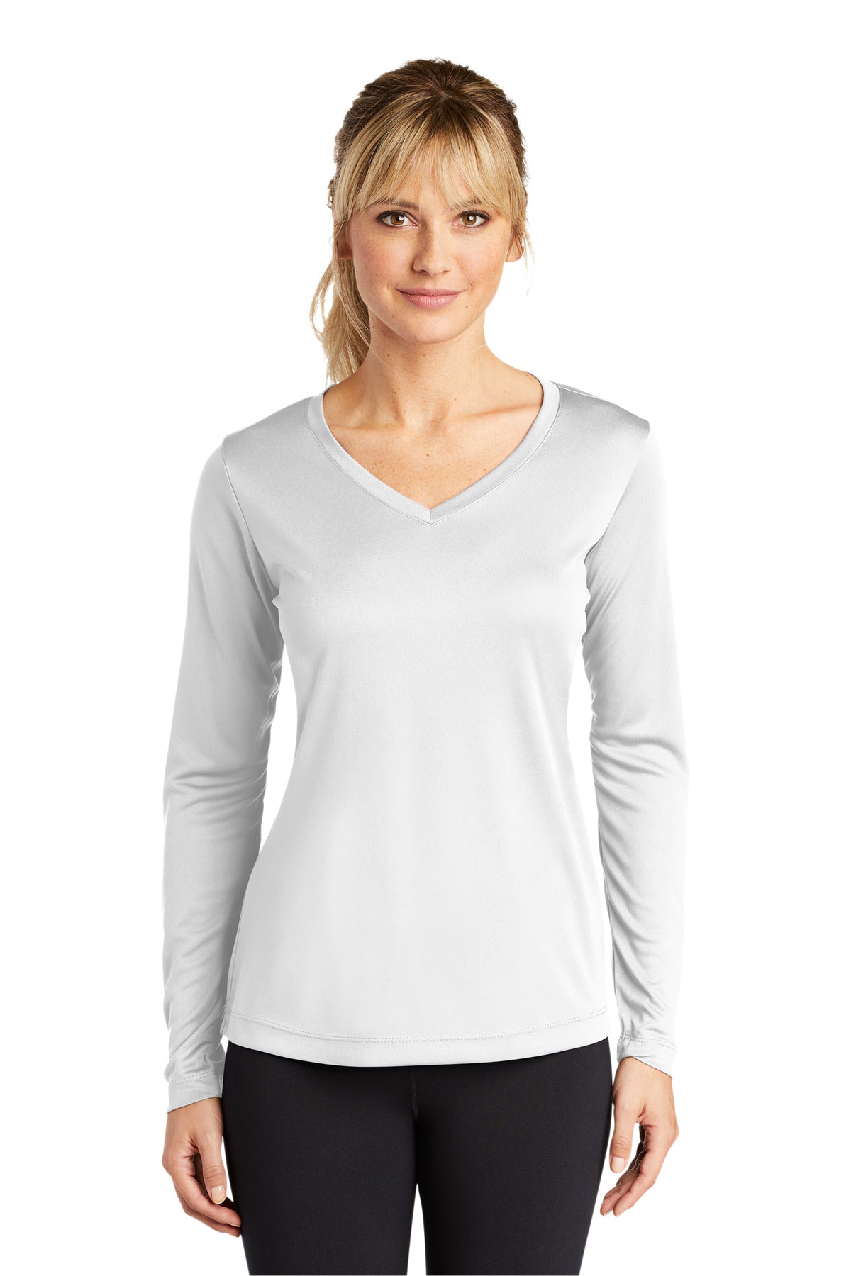 Sport-Tek® Women&#39;s Long Sleeve PosiCharge® Competitor® V-Neck Tee. LST353LS