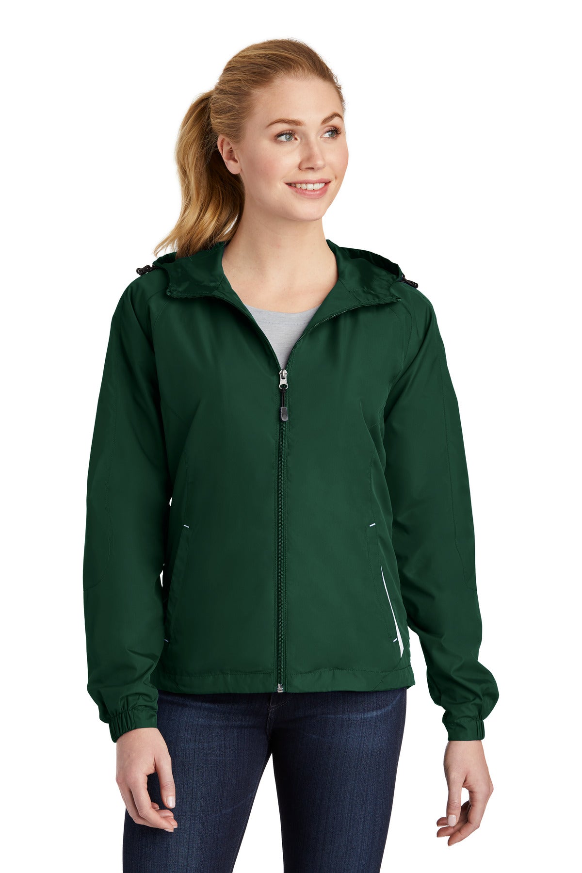 Sport-Tek® Women&#39;s Colorblock Hooded Raglan Jacket. LST76
