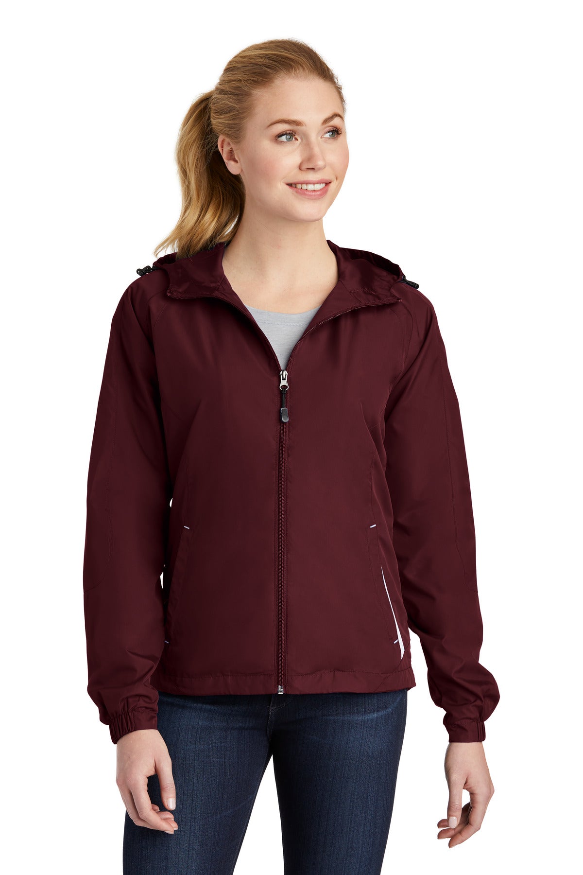 Sport-Tek® Women&#39;s Colorblock Hooded Raglan Jacket. LST76