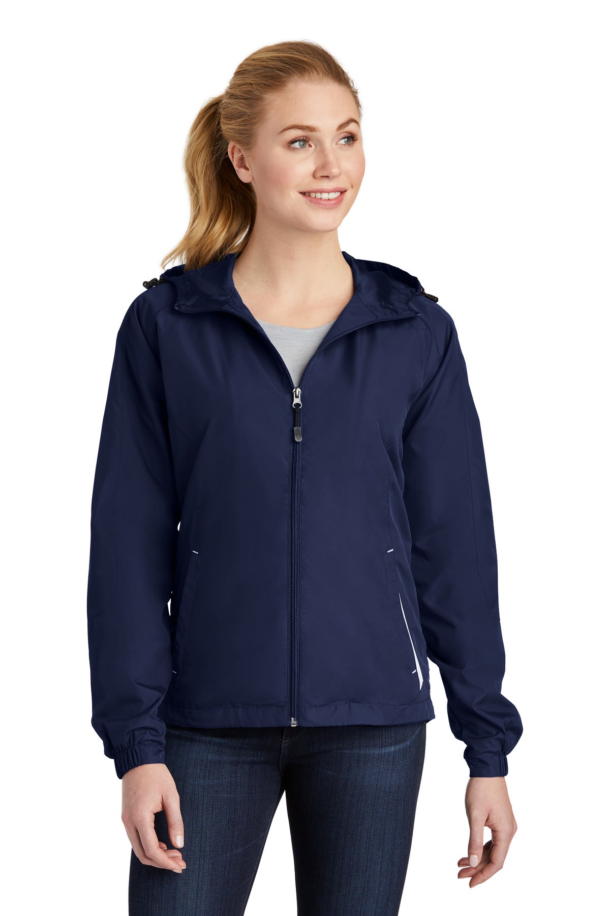 Sport-Tek® Women&#39;s Colorblock Hooded Raglan Jacket. LST76