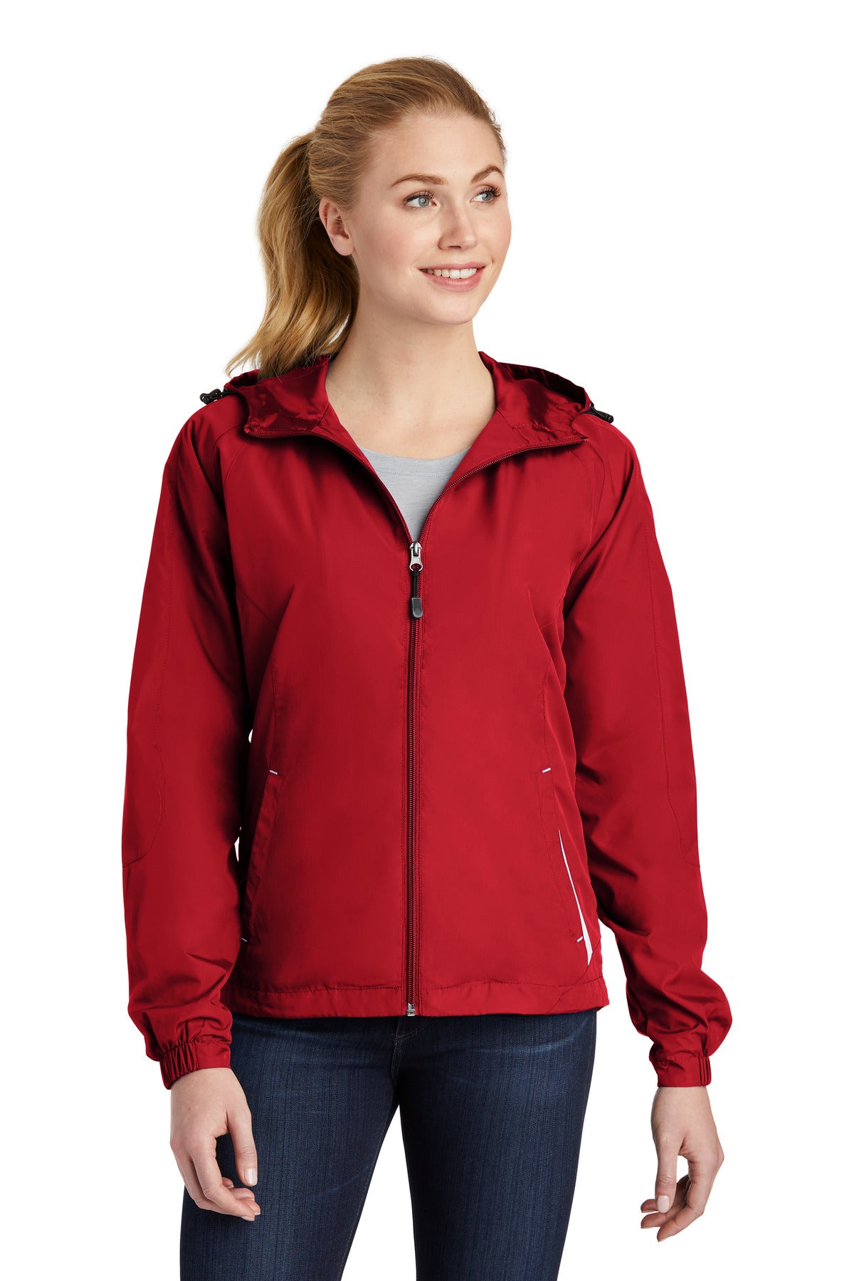 Sport-Tek® Women&#39;s Colorblock Hooded Raglan Jacket. LST76