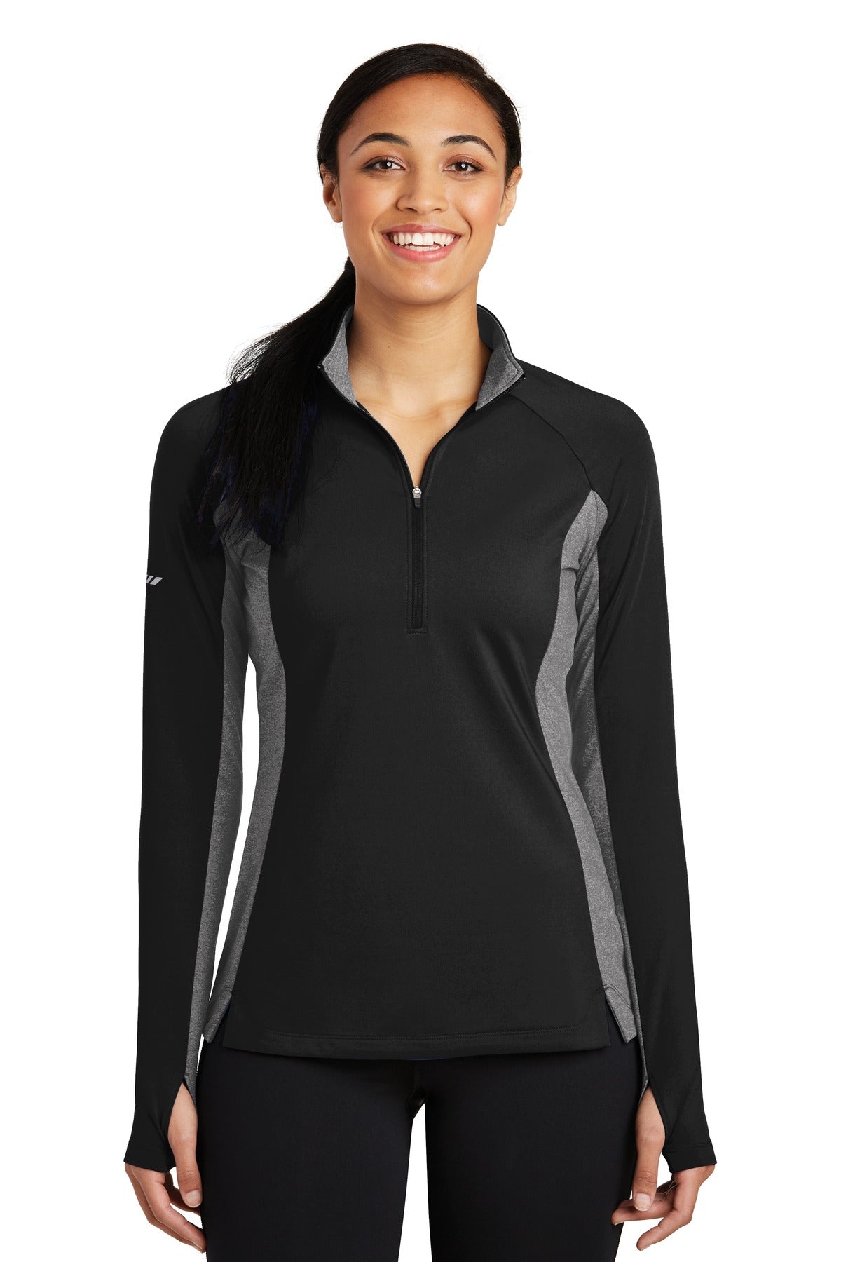 Sport-Tek® Women&#39;s Sport-Wick® Stretch Contrast 1/4-Zip Pullover. LST854