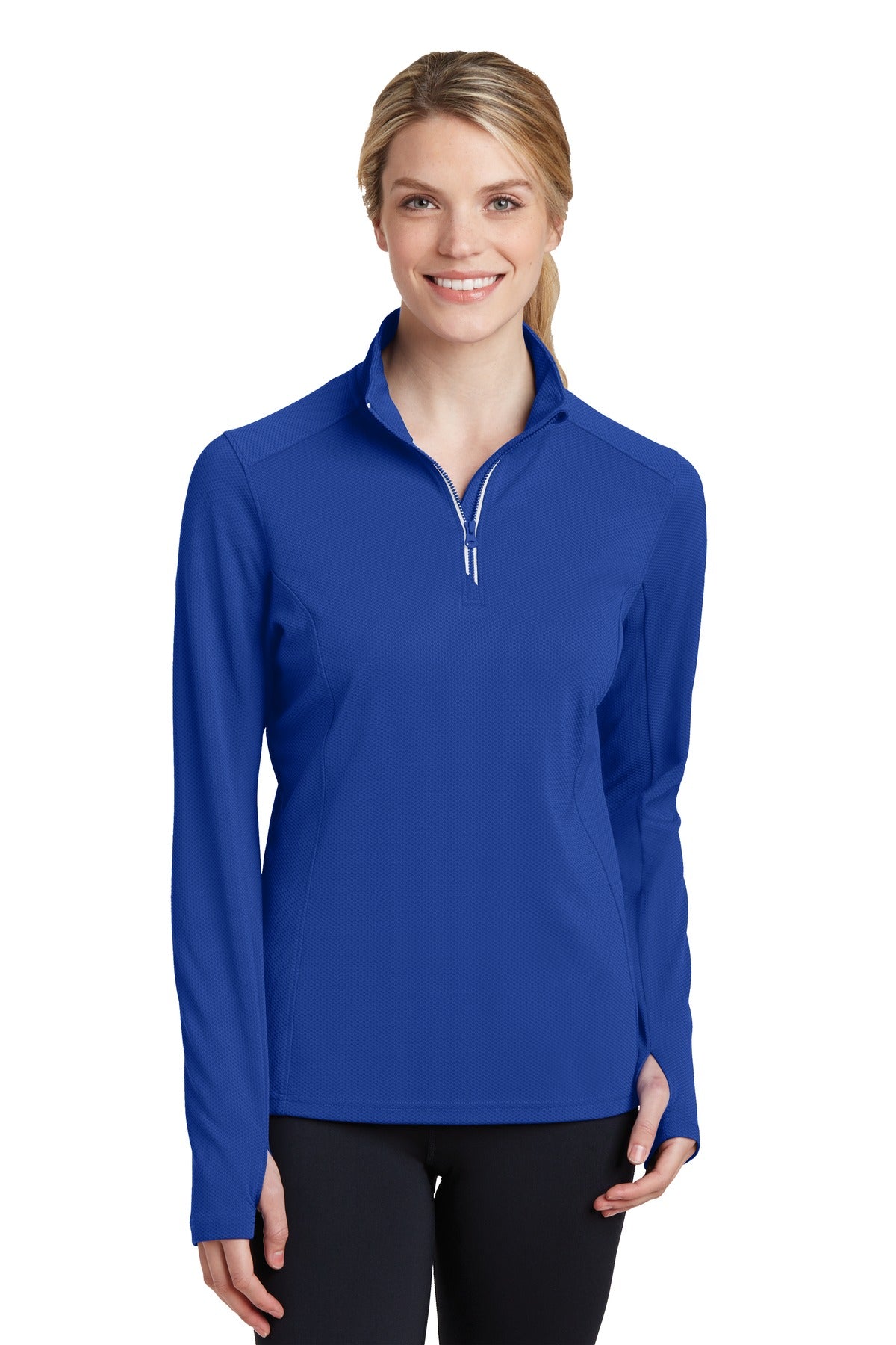 Sport-Tek® Women&#39;s Sport-Wick® Textured 1/4-Zip Pullover.  LST860