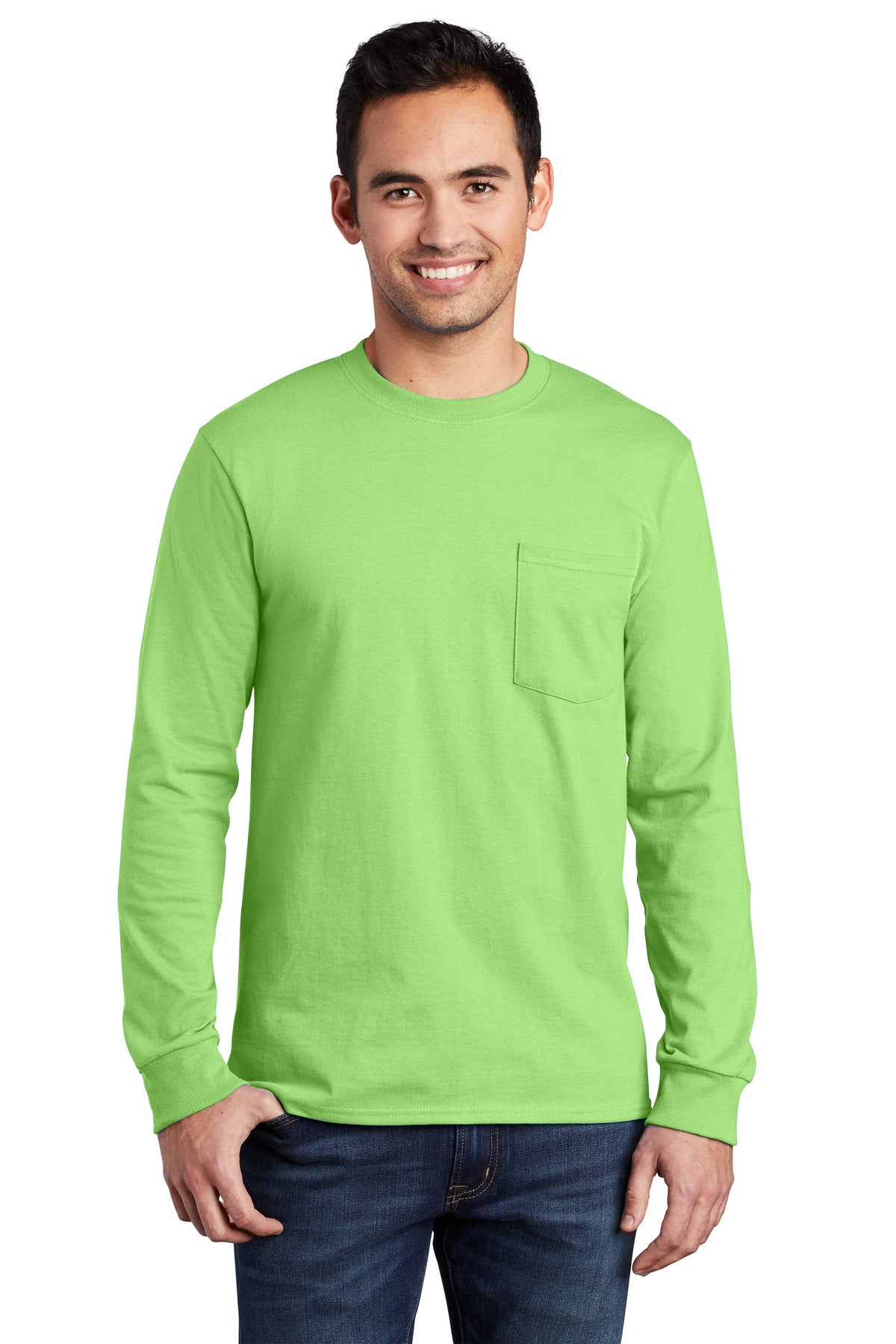 Port &amp; Company® Tall Long Sleeve Essential Pocket Tee. PC61LSPT