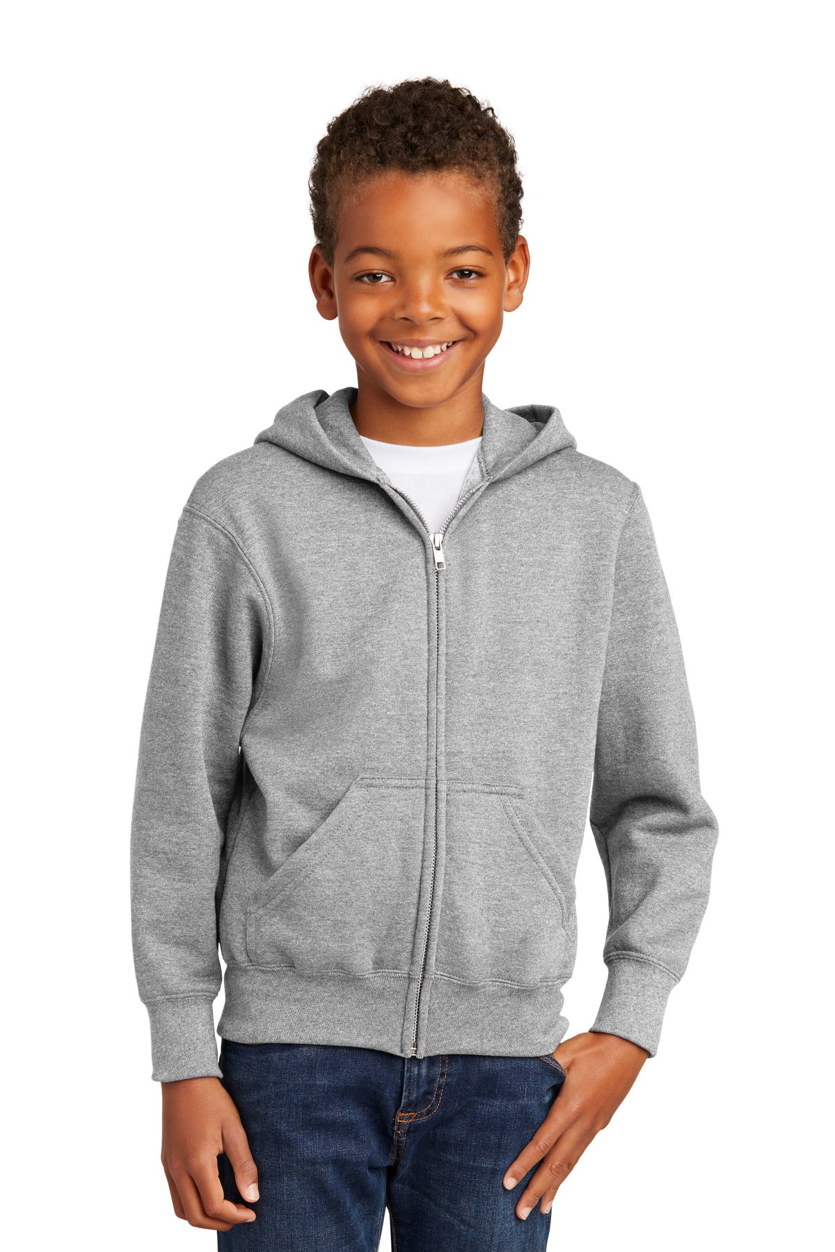 Port &amp; Company® - Youth Core Fleece Full-Zip Hooded Sweatshirt.  PC90YZH