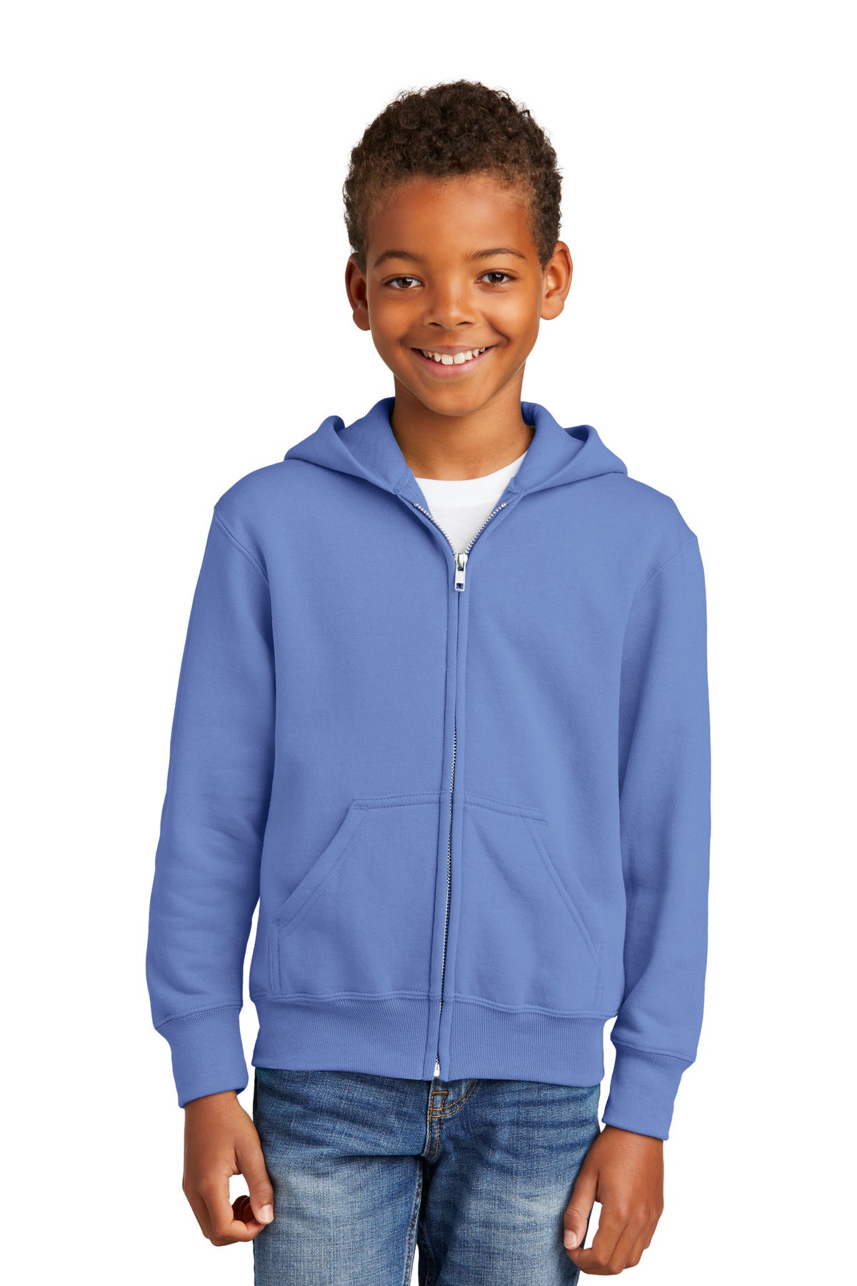 Port &amp; Company® - Youth Core Fleece Full-Zip Hooded Sweatshirt.  PC90YZH