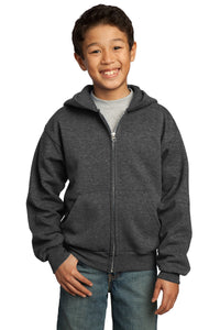 Port & Company® - Youth Core Fleece Full-Zip Hooded Sweatshirt.  PC90YZH