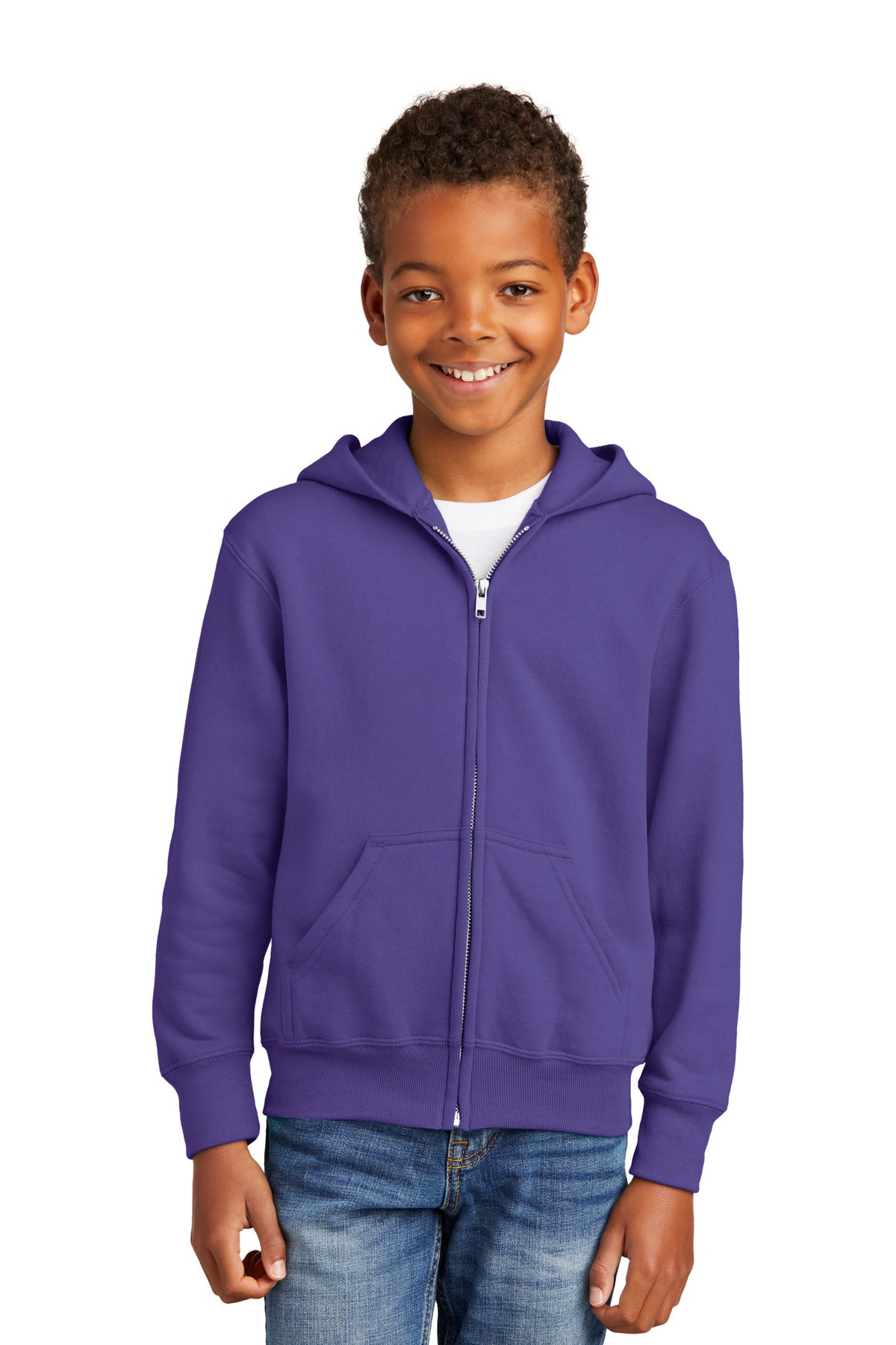 Port &amp; Company® - Youth Core Fleece Full-Zip Hooded Sweatshirt.  PC90YZH