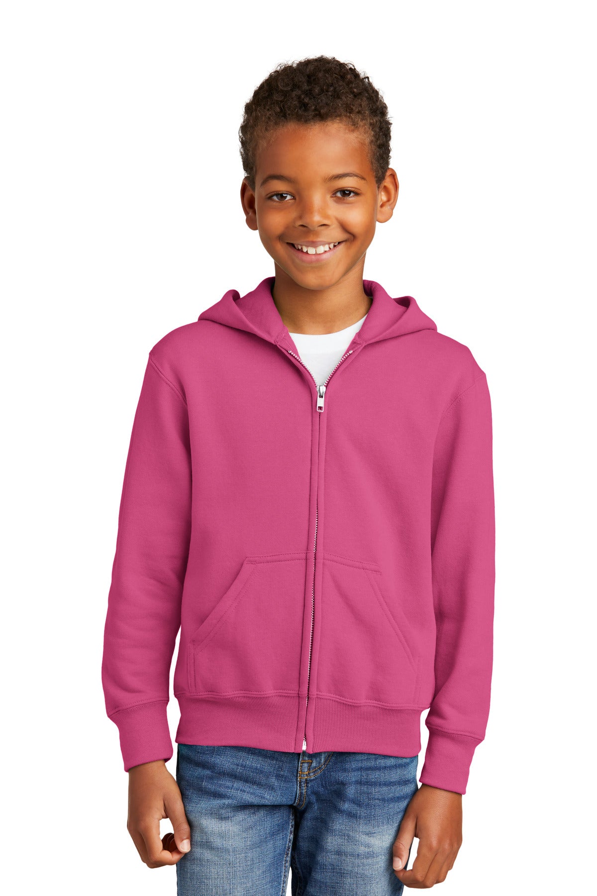 Port &amp; Company® - Youth Core Fleece Full-Zip Hooded Sweatshirt.  PC90YZH