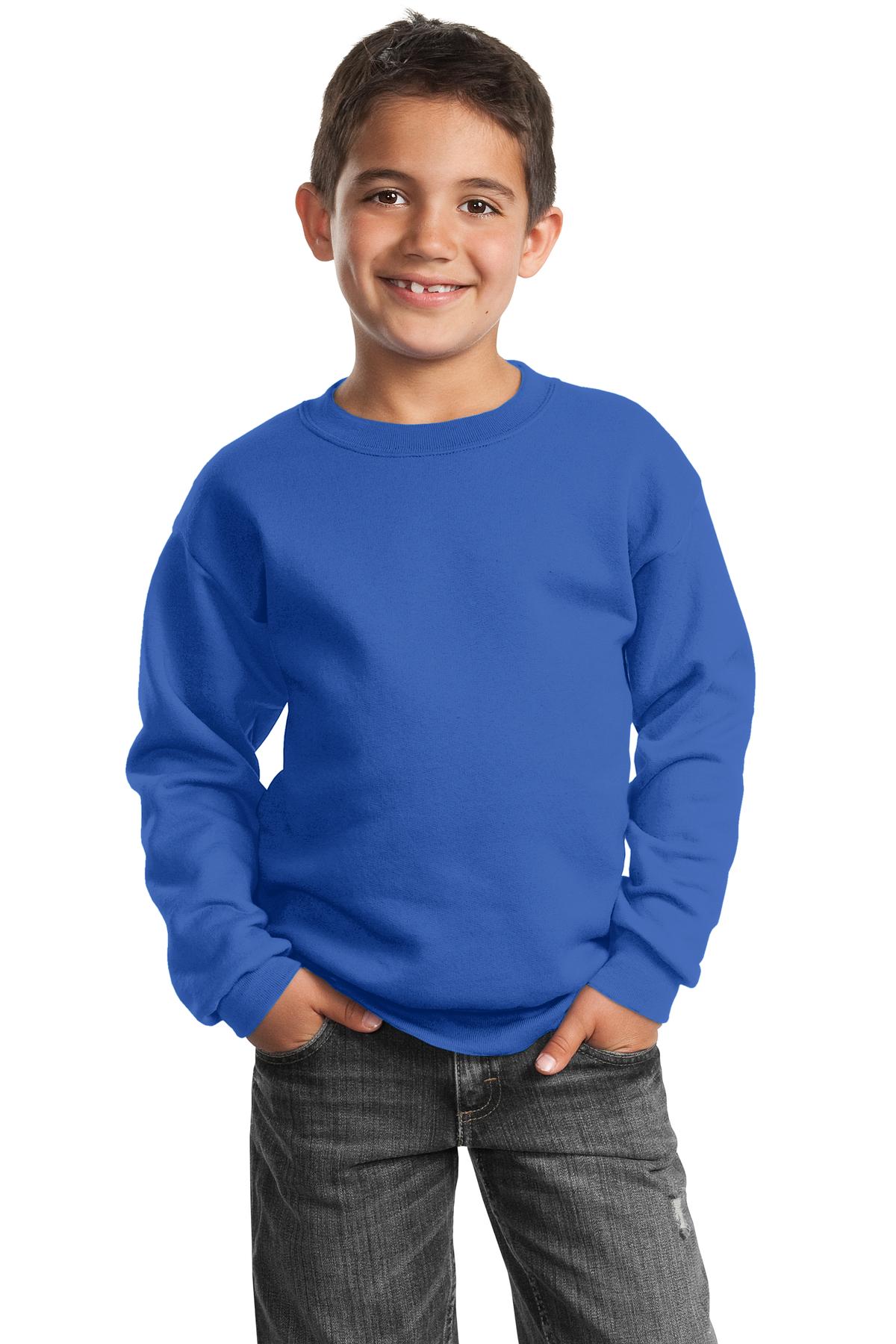Port &amp; Company® Youth Core Fleece Crewneck Sweatshirt.  PC90Y