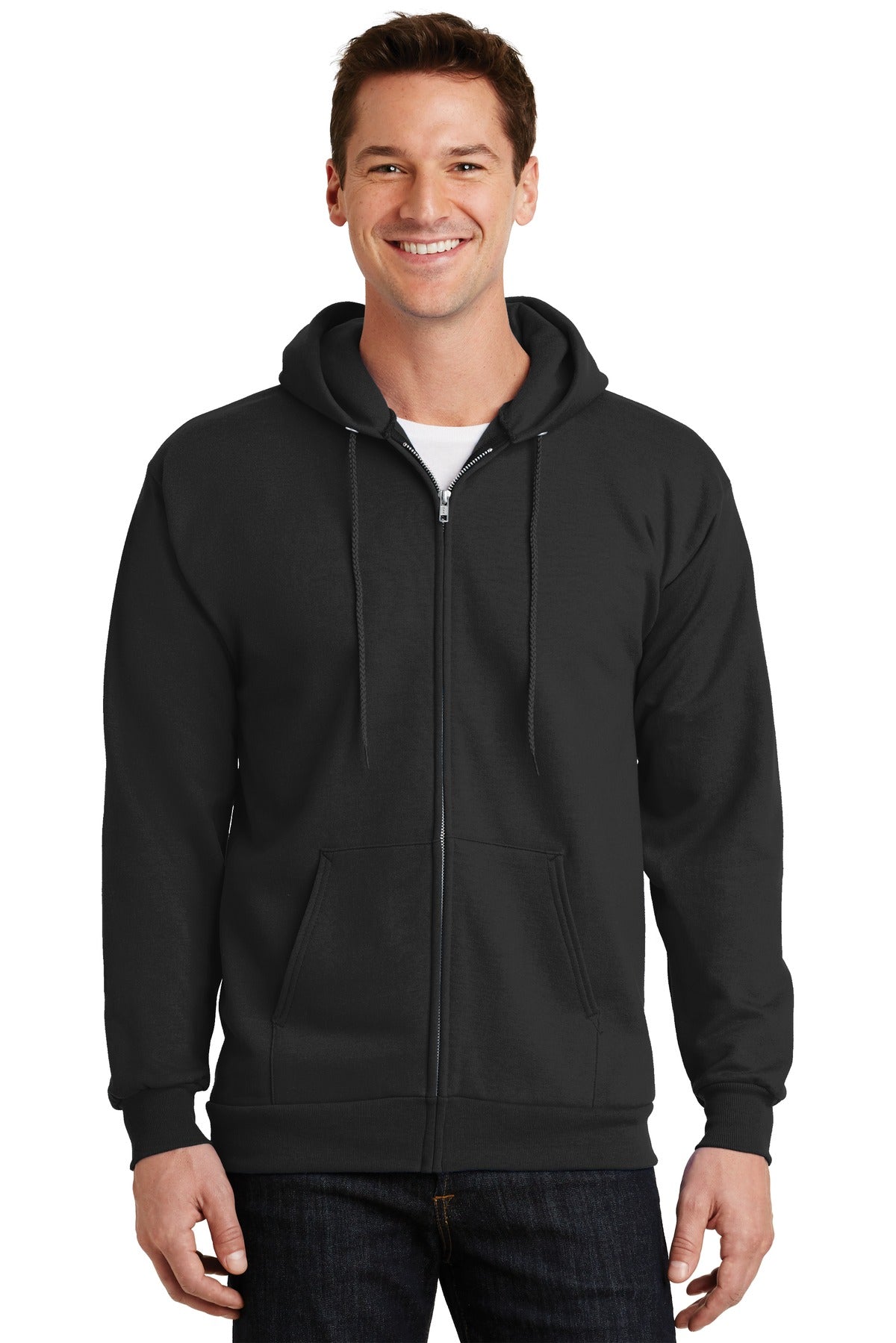 Port &amp; Company® Essential Fleece Full-Zip Hooded Sweatshirt.  PC90ZH