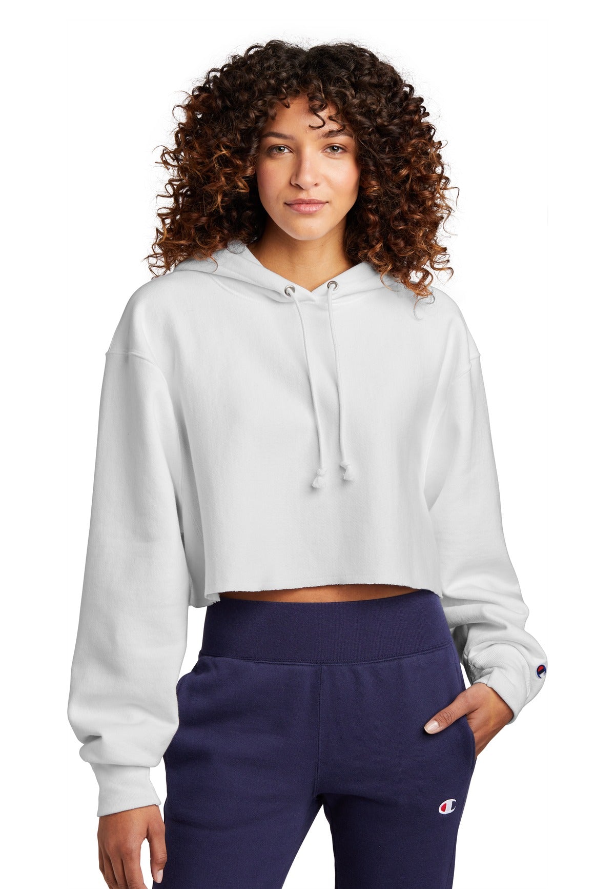 Champion®  Women&#39;s Reverse Weave®  Cropped Cut-Off Hooded Sweatshirt RW01W