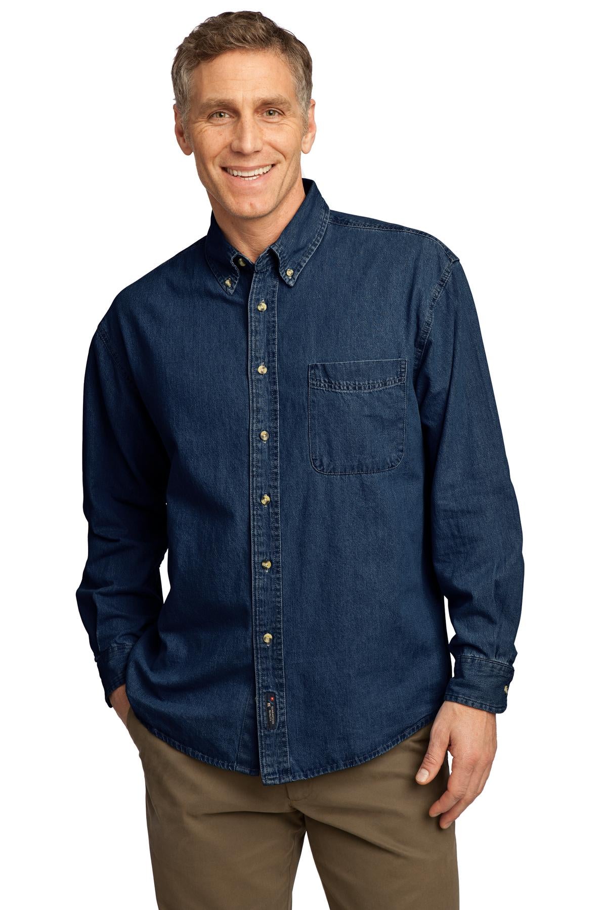 Port &amp; Company® - Long Sleeve Value Denim Shirt. SP10