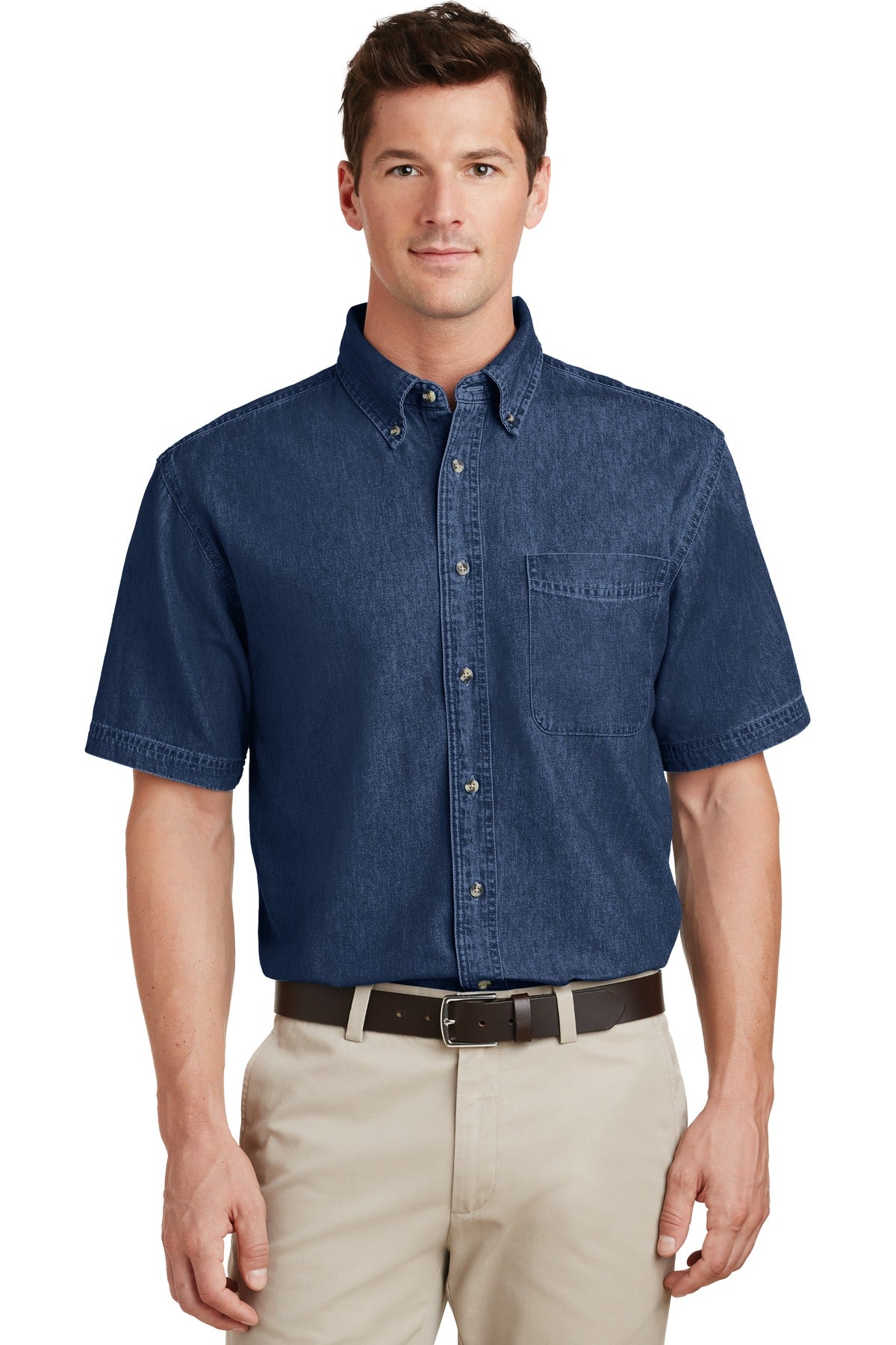 Port &amp; Company® - Short Sleeve Value Denim Shirt. SP11