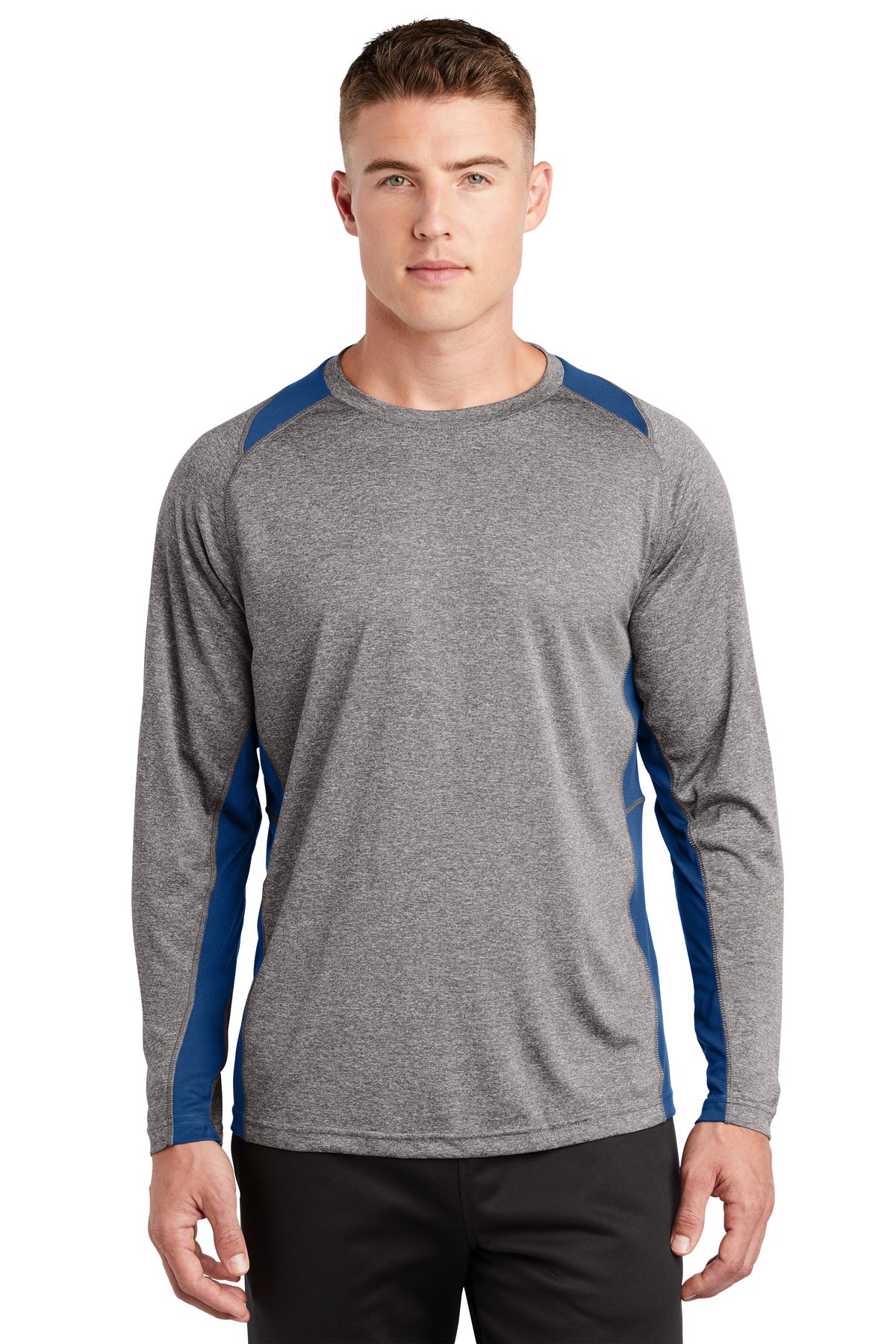 Sport-Tek® Long Sleeve Heather Colorblock Contender® Tee. ST361LS