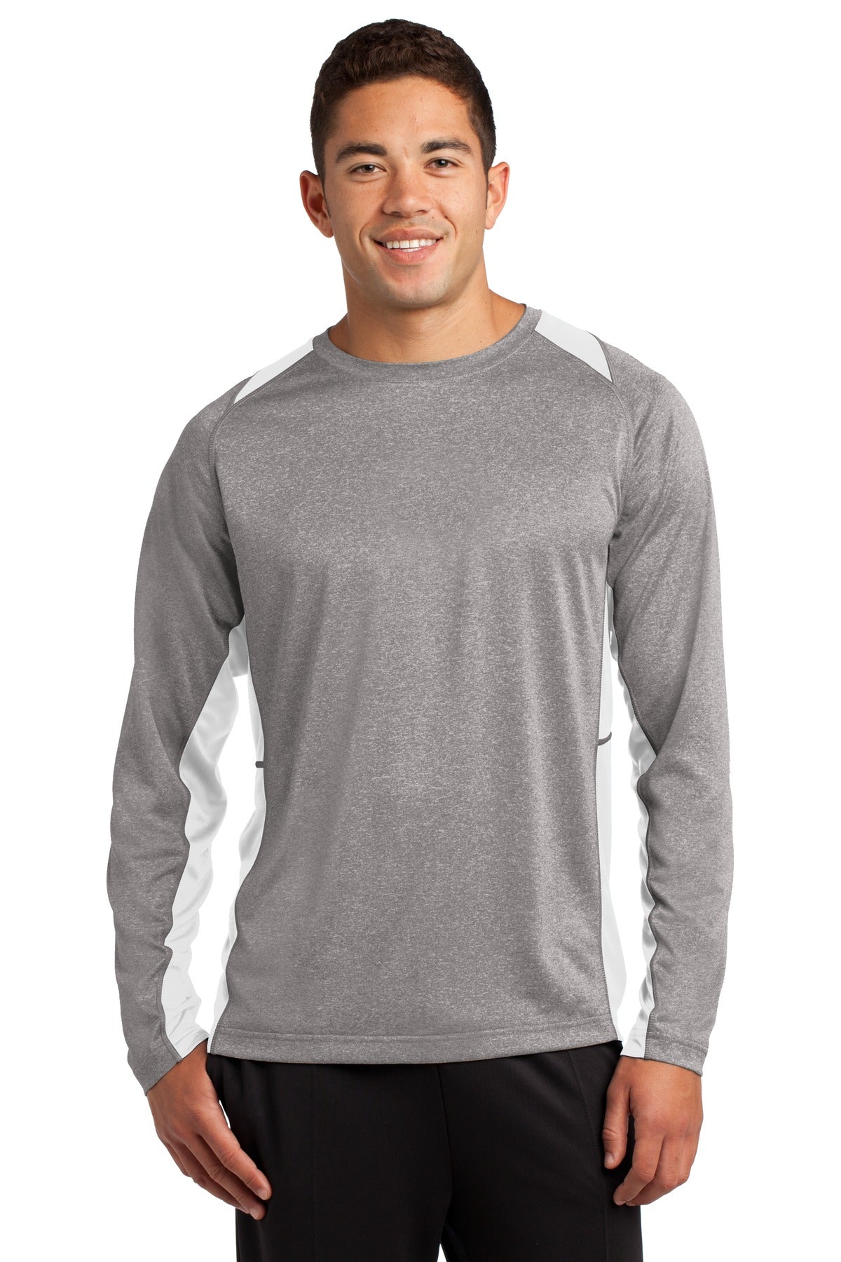 Sport-Tek® Long Sleeve Heather Colorblock Contender® Tee. ST361LS