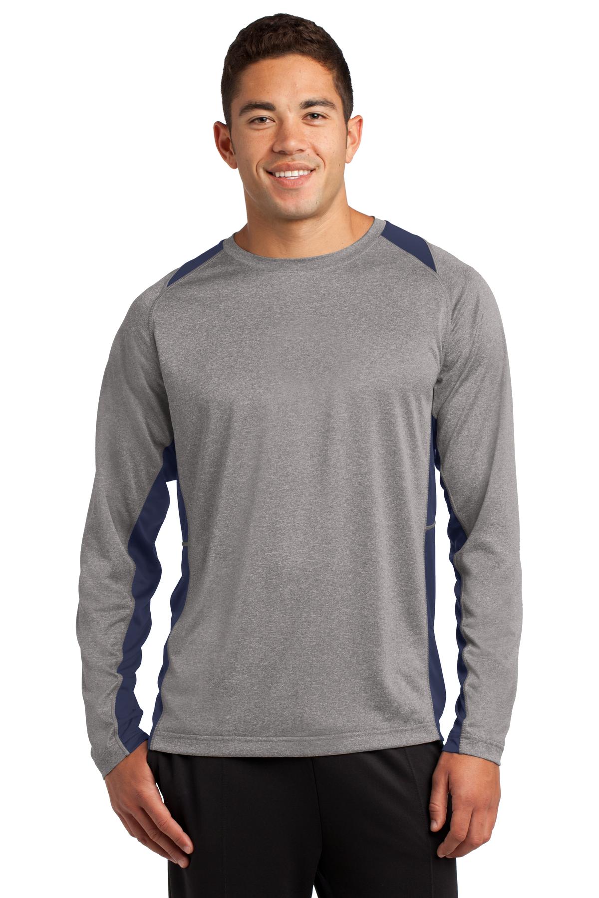 Sport-Tek® Long Sleeve Heather Colorblock Contender® Tee. ST361LS