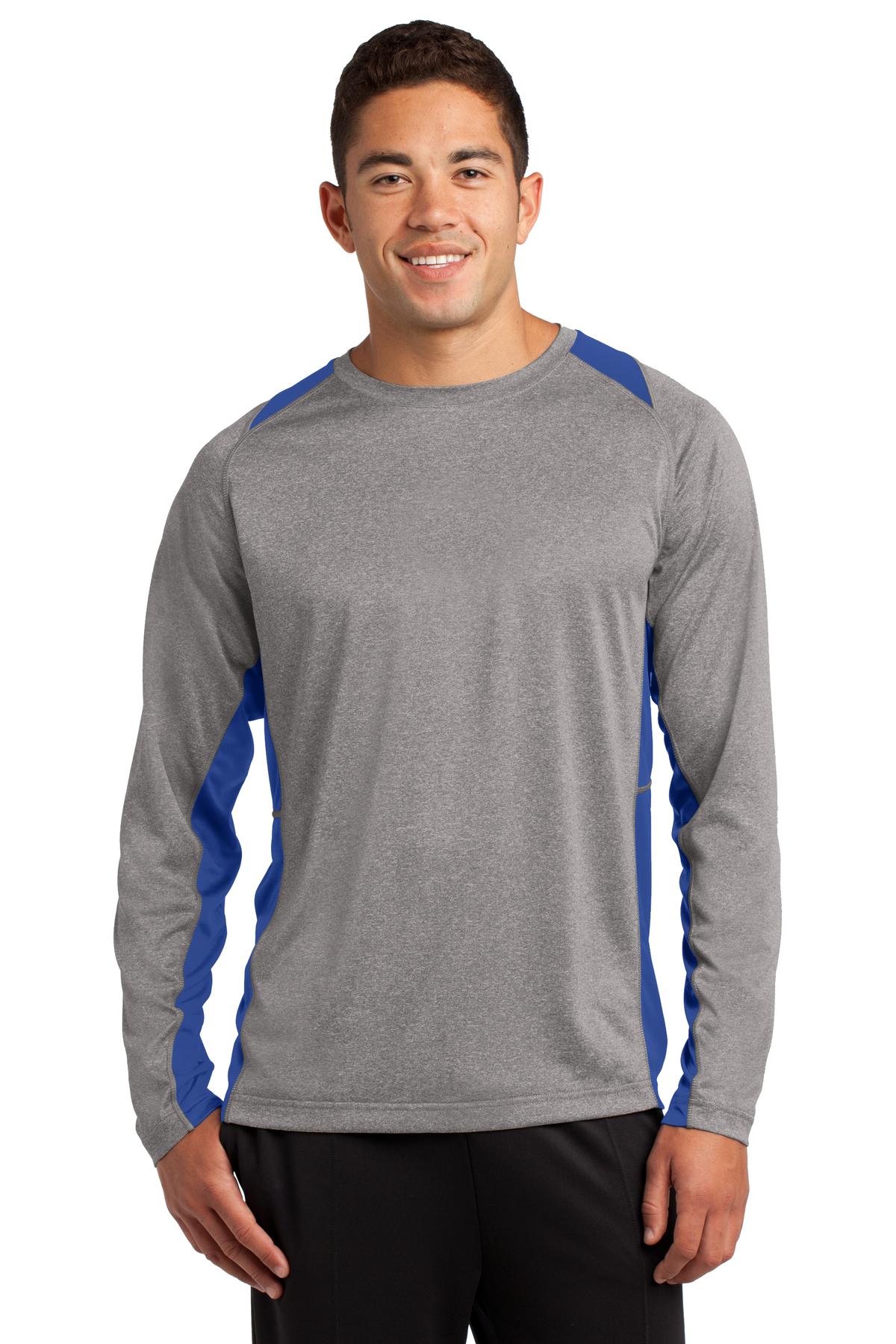 Sport-Tek® Long Sleeve Heather Colorblock Contender® Tee. ST361LS