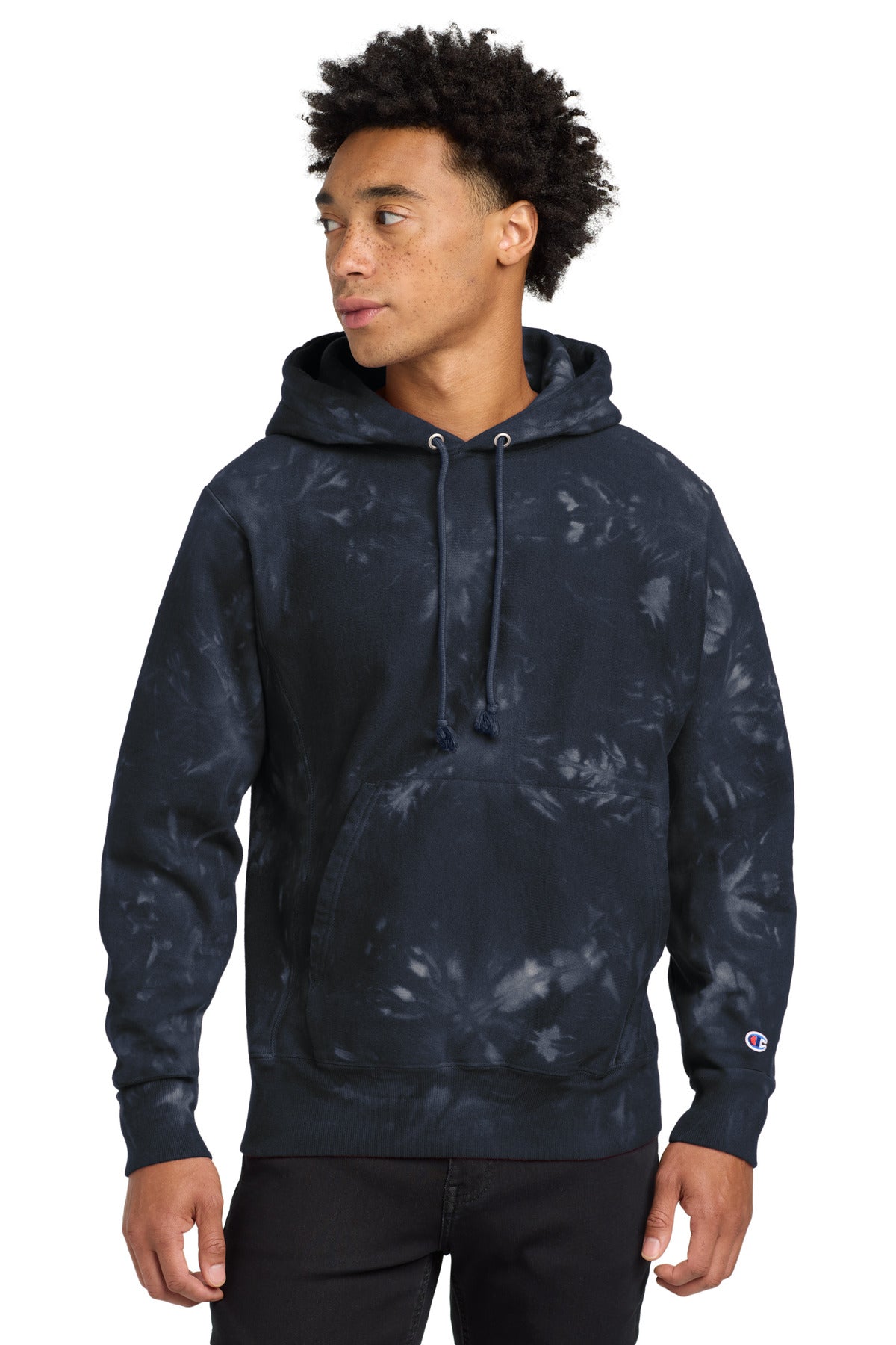 Champion® Reverse Weave® Scrunch-Dye Tie-Dye Hooded Sweatshirt. TDS101